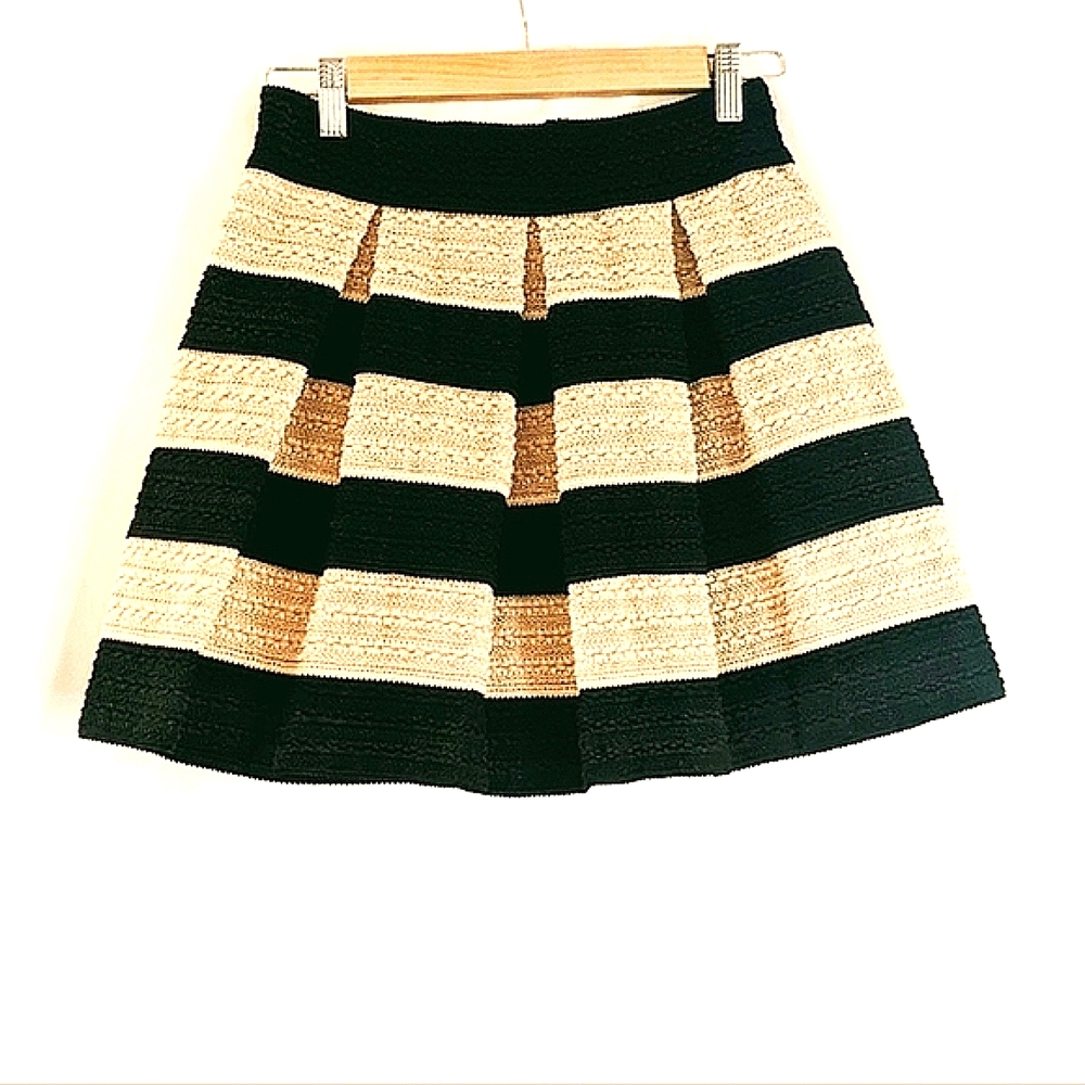 Special Pleated Striped Mini Skirt